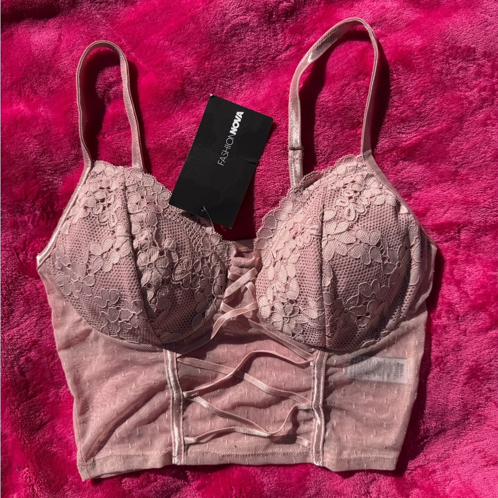 Fashion Nova Blush Lace Bustier